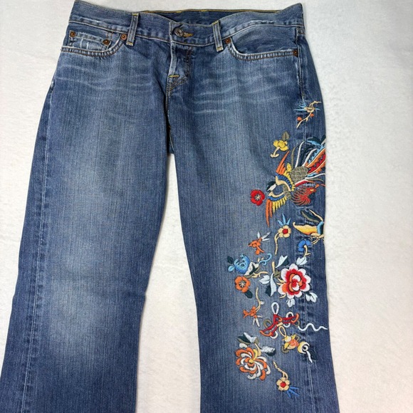 VTG Lucky Brand Lil' Maggie Embroidered Jeans Sz 8/29 Made in USA Low Rise Flare - Picture 2 of 10